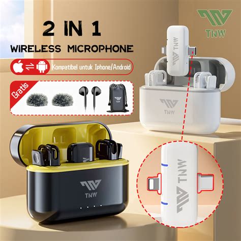 Jual TNW A11 Wireless Microphone 2 In 1 Clip On Mic Wireless Dual Mic