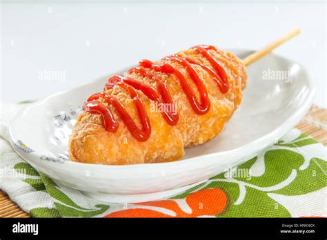 deep fried hot dog Stock Photo - Alamy