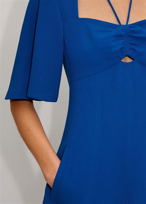 Statement Sleeve Maxi Dress Belt Electric Blue