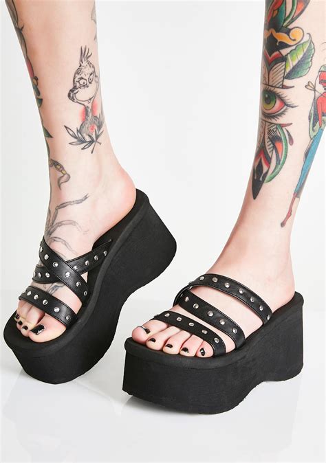 Demonia Goth Beach Platform Sandals Dolls Kill