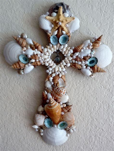 Blue Serenity Cross Sold Seashell Crafts Seashell Cross Shell Crafts