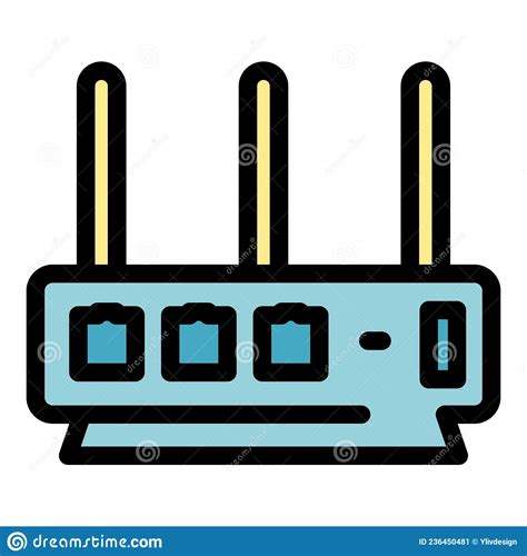 Vector De Esquema De Color De Icono Del Enrutador Wifi Ilustración Del