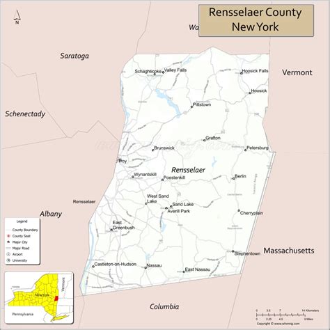 Map of Rensselaer County, New York - Thong Thai Real