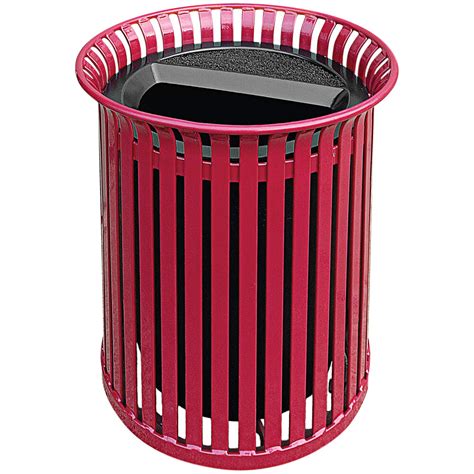 Wausau Tile MF3210 30 Gallon Flat Steel Round Outdoor Trash Receptacle