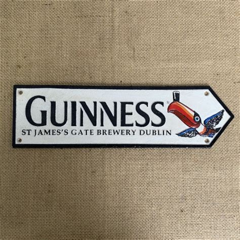 Cast Iron Guinness Arrow Sign Interiorwise French Vintage