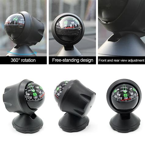 1pc 360 Degree Rotation Waterproof Vehicle Navigation Ball Shaped Car Compass With Suction Cup