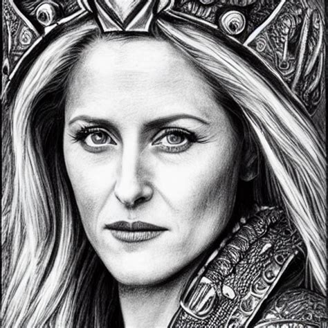 Krea Ai Hyper Realistic Pencil Drawing Of Gillian Anderson