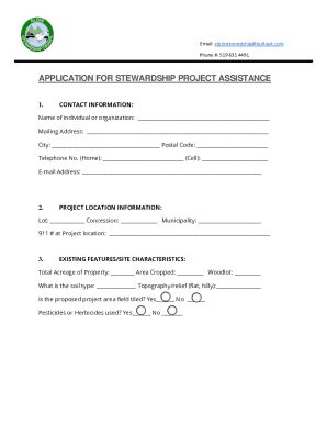 Fillable Online Application For Stewardship Project Assistance Fax