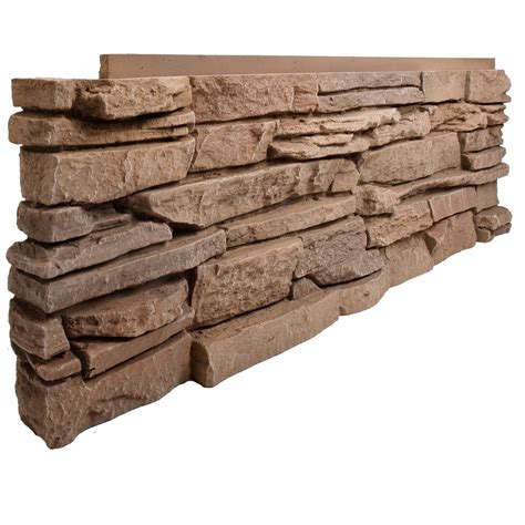 Genstone Stacked Stone Desert Sunrise 12 In X 38 In Faux Stone Siding Corner Panel Left 8