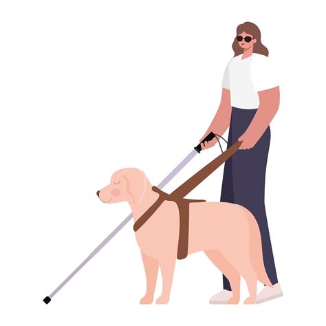 Woman With A Visual Impairment And Guide Dog 4027084 Vector Art At Vecteezy