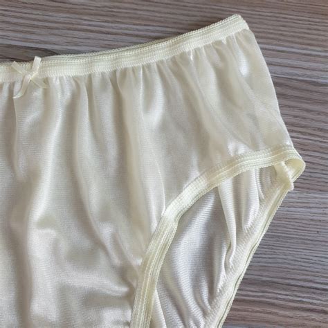 Vintage Slippery Nylon Panty Sissy Yellow Bikini Shee Gem