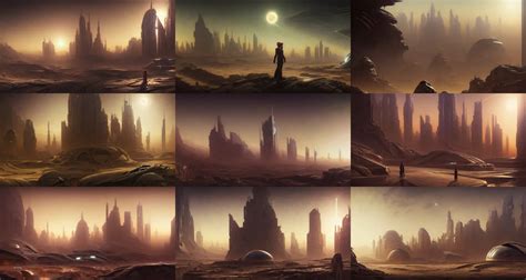 Cinematic Shot Futuristic City On Mars Digital Stable Diffusion