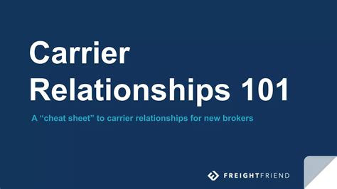 Carrier Relationships 101 Ppt