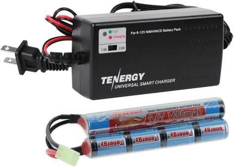 Tenergy Cargador y 9 6V NiMH 1600mAh batería recargable mariposa con