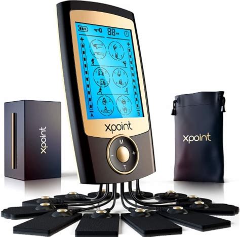 Xpoint Black & Gold Luxury TENS EMS Unit Muscle Stimulator - Electrode Pad Pain Relief Device, 1 ...