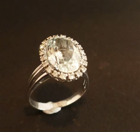 Proantic Bague Sertie D Une Aigue Marine Et Diamants