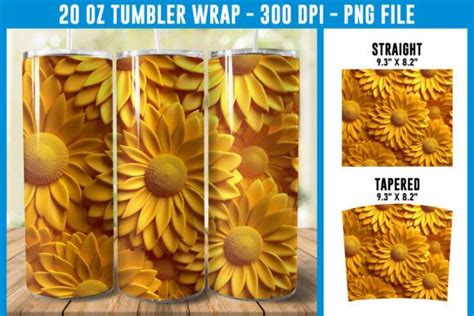 3d Sunflower Seamless Tumbler Wrap Graphic By Art Fanatic · Creative Fabrica