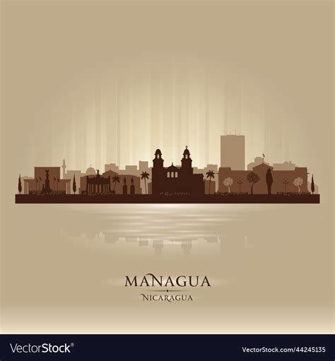 Managua nicaragua city skyline silhouette Vector Image