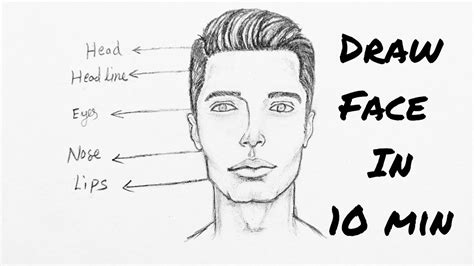 How To Draw Face In 10 Mins Draw Front View Of Face Step By Step Youtube