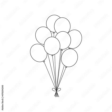 balloons simple drawing outline for coloring book vector illustration ...