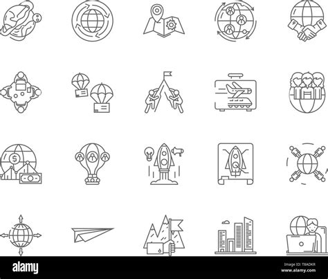 Business Travel Line Icons Signs Vector Set Outline Illustration