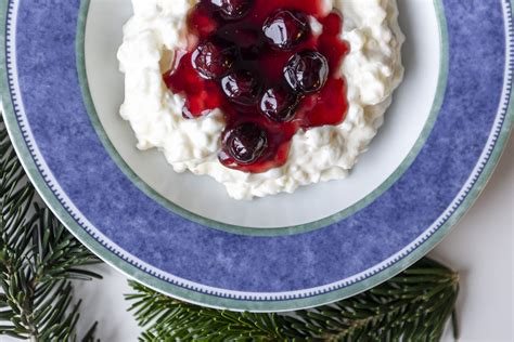 Risalamande Served with Cherry Sauce (Danish Rice Pudding Dessert ...