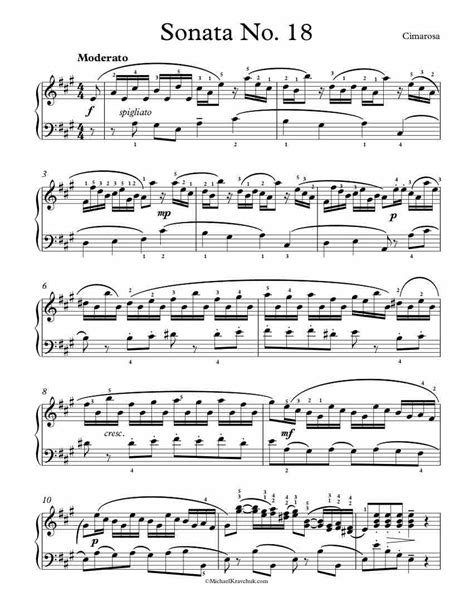 Free Piano Sheet Music Sonata No 18 Cimarosa Michael Kravchuk