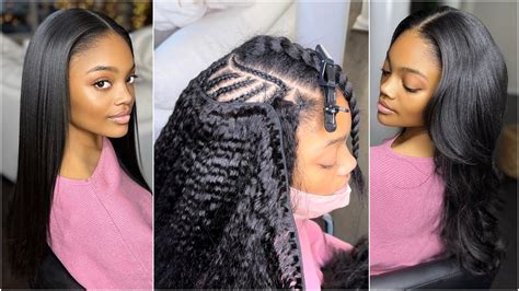 Updated Sew In Tutorial Kinky Straight Texture Ft Curlsqueen Youtube