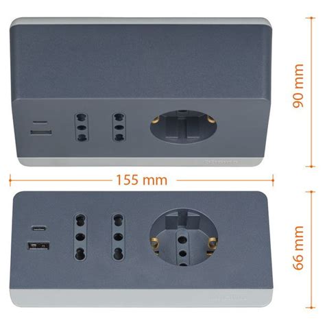 Multipresa Da Scrivania Bticino Con Prese Usb Tipo A C Grigia S