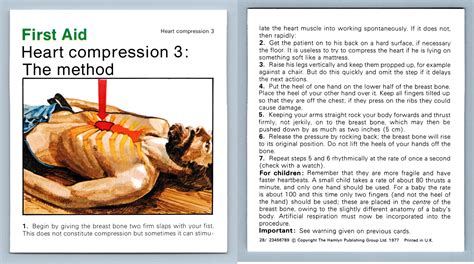 Heart Compression 3 First Aid Home Medical Guide 1975 8 Hamlyn Card