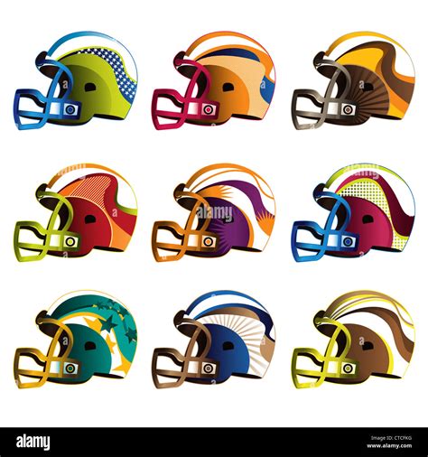 Set of american football helmets Stock Photo - Alamy