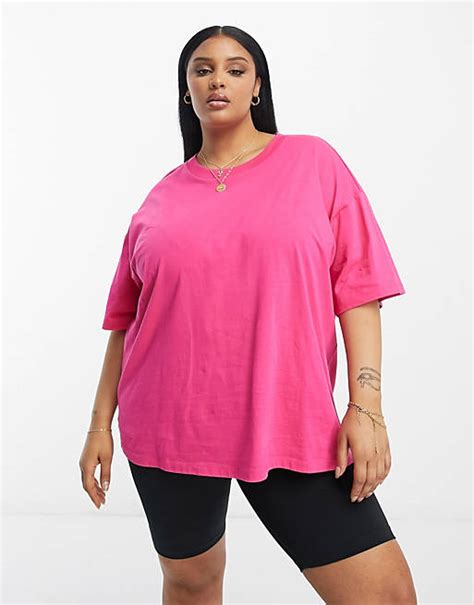 Asos Design Curve Oversized T Shirt In Roze Asos