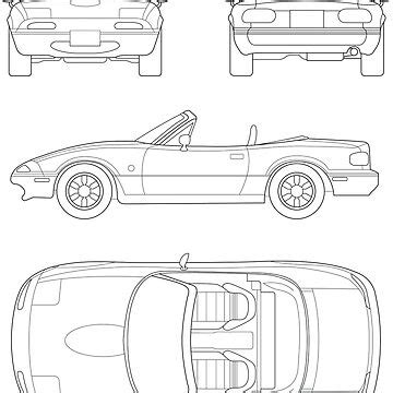 Mazda Mx Na Miata Blueprint Sticker For Sale By Demetr S Redbubble