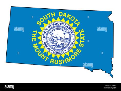 South Dakota Outline Map And Flag Stock Photo Alamy