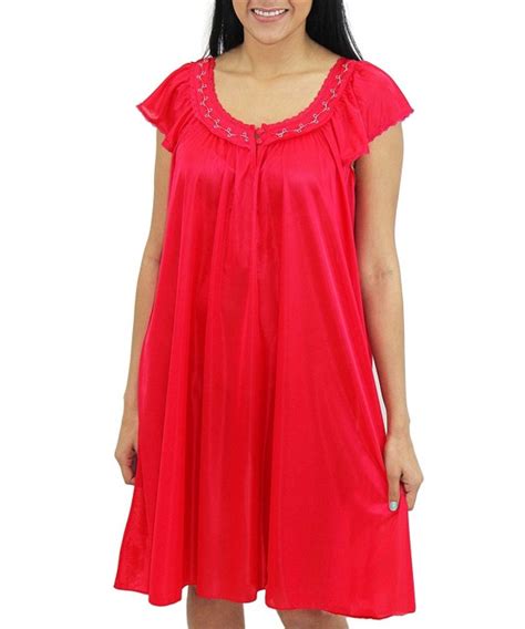 Venice Womens Silky Looking Embroidered Nightgown 19n Red C812buv8zjh