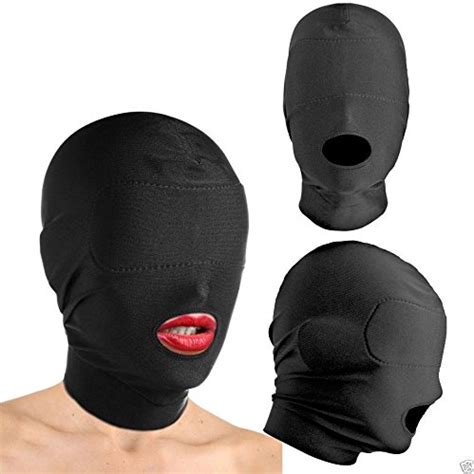 Blindfold Mask Spandex Padded Blindfold Eye Face Mask Open Mouth Hood