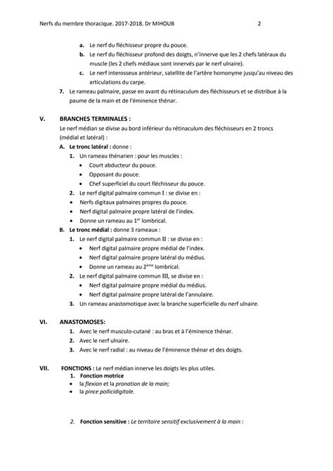 Solution Les Nerfs Du Membre Thoracique Studypool