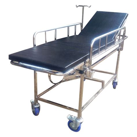 Silver Stainless Steel Patient Stretcher Trolley For Hospital At Rs