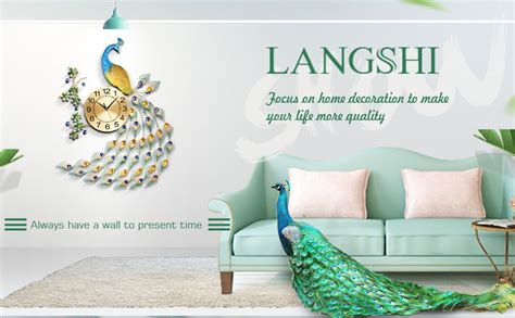 Amazon Langshi Peacock Wall Clock Large Living Room Wall