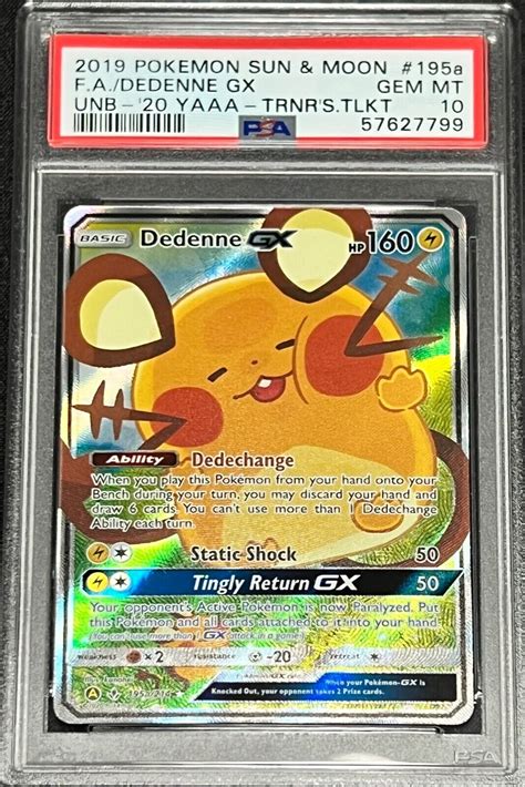 2019 Pokemon S M Unbroken Bonds 195a Full Art DEDENNE GX GEM Mint