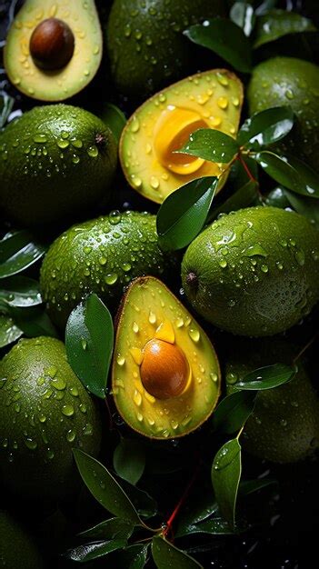 Premium AI Image A Close Up Of A Bunch Of Avocados