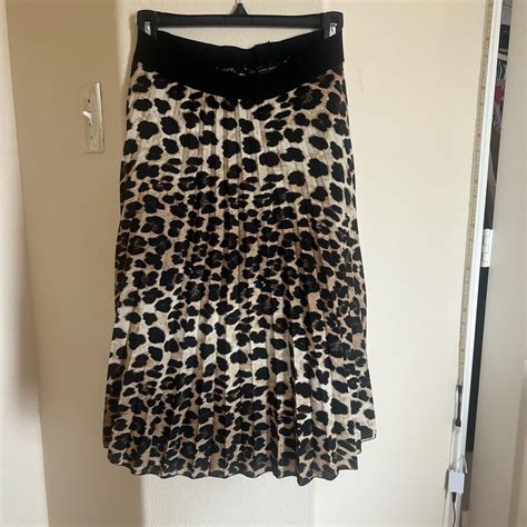 Zara Leopard Print Midi Pleated Skirt Depop