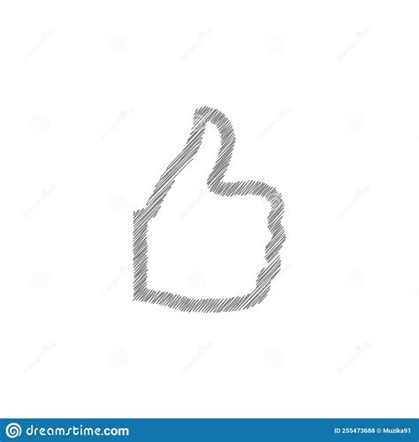 Duim Omhoog Schetch Grijs Vectorpictogram Met De Hand Getekend