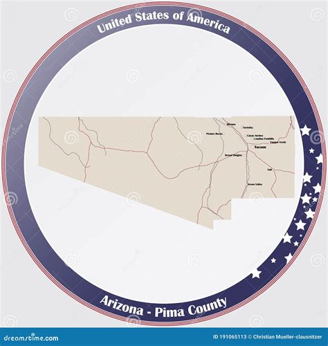 Map Of Pima County In Arizona Cartoon Vector | CartoonDealer.com #191065113