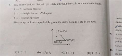 One Mole Of An Ideal Diatomic Gas Is Taken Through The Cycle As Shown In