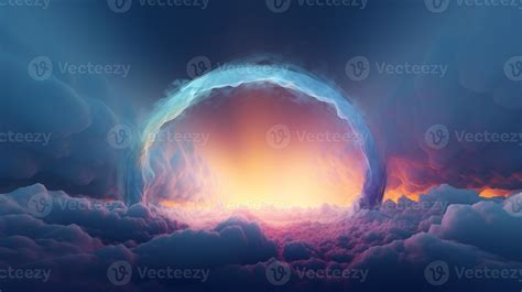 beautiful view of clouds with a rainbow circle generative AI 23140998 Stock Photo at Vecteezy