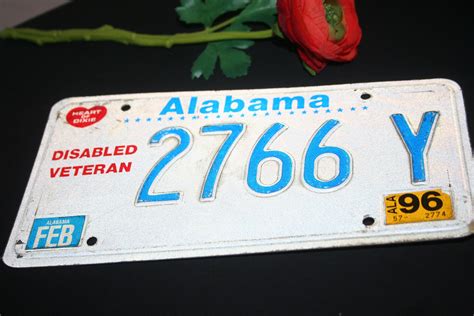 Alabama License Plate 1996 Disabled Veteran License Plate Etsy