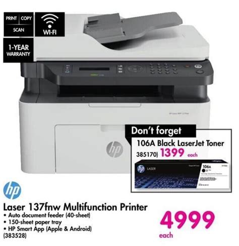 Hp Laser 137fnw Multifunction Printer Offer At Makro