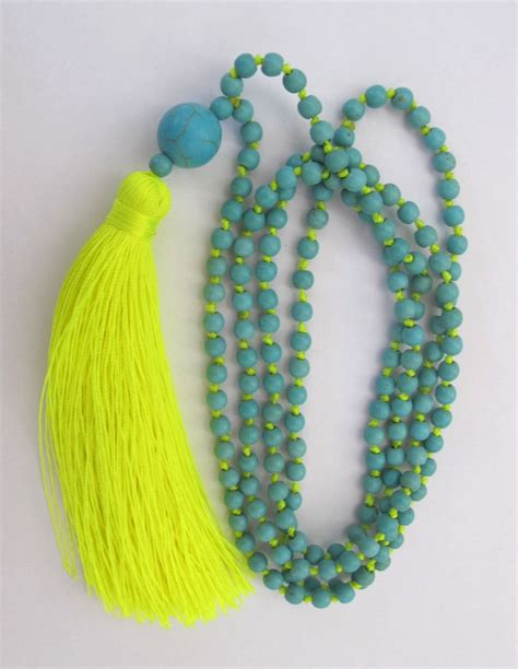 Turquoise Beaded Tassel Necklaces Available In Other Colors Beaded