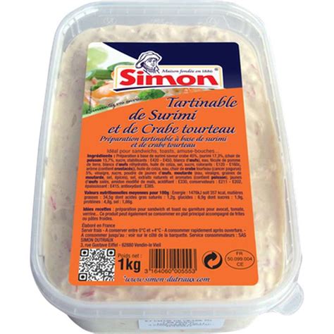 Tartinable De Surimi Et De Crabe Tourteau Simon Dutriaux 1 Kg La